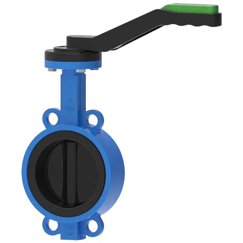 Lever Wafer Concentric Butterfly Valve Rubber Lined Disc